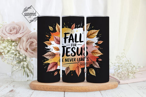 Fall for Jesus Tumbler Wrap PNG Sublimation sassyprint 