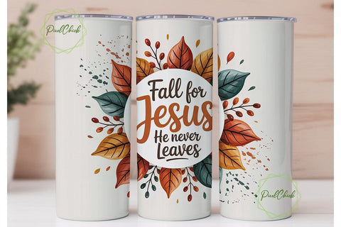 Fall for Jesus Tumbler Wrap Sublimation PixelChick 