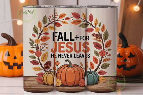 Fall for Jesus Tumbler Wrap Sublimation PixelChick 