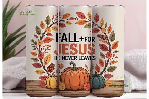 Fall for Jesus Tumbler Wrap Sublimation PixelChick 