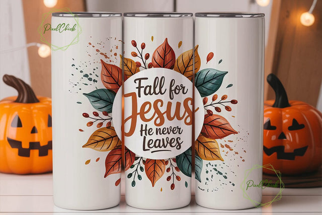 Fall for Jesus Tumbler Wrap Sublimation PixelChick 