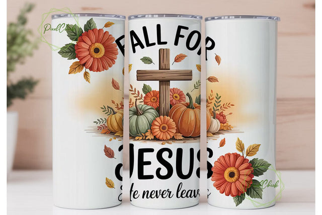 Fall for Jesus Tumbler Wrap Sublimation PixelChick 