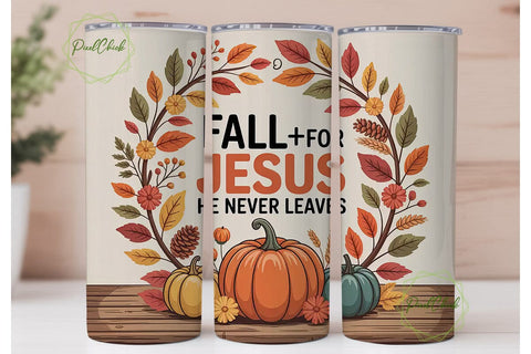 Fall for Jesus Tumbler Wrap Sublimation PixelChick 
