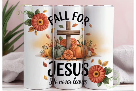 Fall for Jesus Tumbler Wrap Sublimation PixelChick 