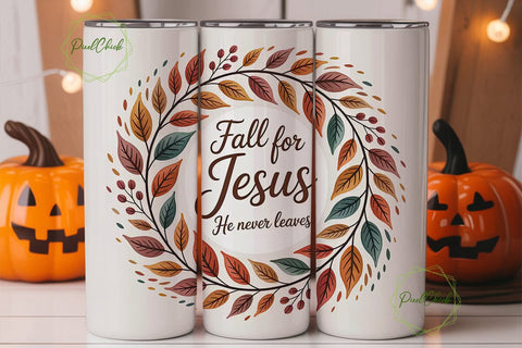 Fall for Jesus Tumbler Wrap Sublimation PixelChick 