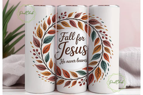 Fall for Jesus Tumbler Wrap Sublimation PixelChick 