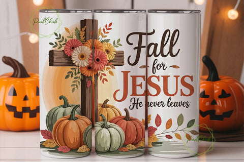 Fall for Jesus Tumbler Wrap Sublimation PixelChick 