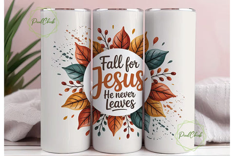 Fall for Jesus Tumbler Wrap Sublimation PixelChick 