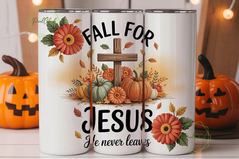 Fall for Jesus Tumbler Wrap Sublimation PixelChick 