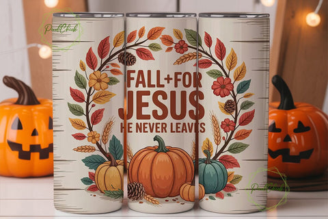 Fall for Jesus Tumbler Wrap Sublimation PixelChick 