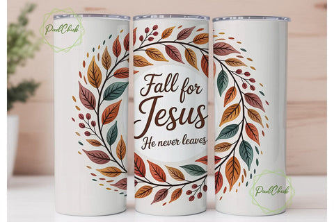 Fall for Jesus Tumbler Wrap Sublimation PixelChick 