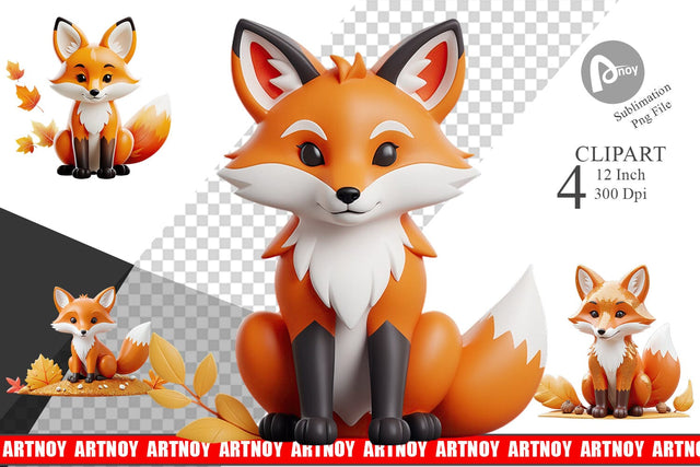 Fall Fox Clipart Sublimation artnoy 