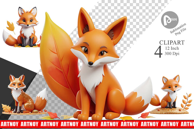 Fall Fox Clipart Sublimation artnoy 