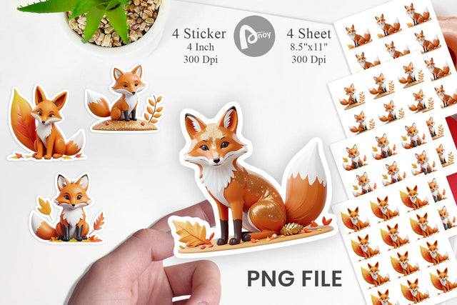 Fall Fox Sticker Sublimation artnoy 