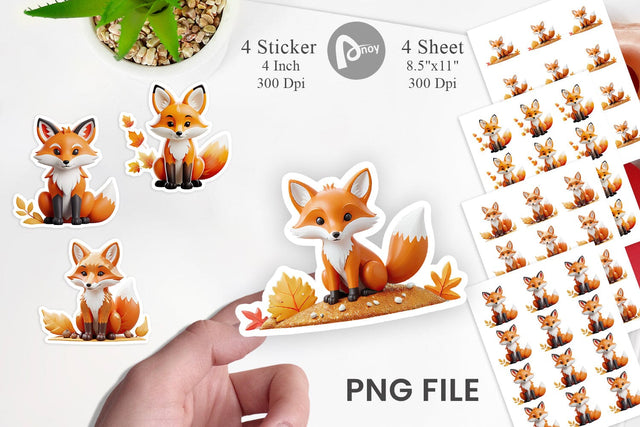 Fall Fox Sticker Sublimation artnoy 