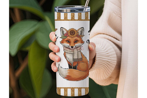 Fall Fox Vibes 20oz Tumbler Wrap Sublimation DesignSVG 