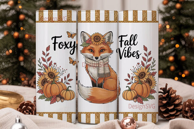 Fall Fox Vibes 20oz Tumbler Wrap Sublimation DesignSVG 
