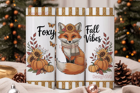 Fall Fox Vibes 20oz Tumbler Wrap Sublimation DesignSVG 