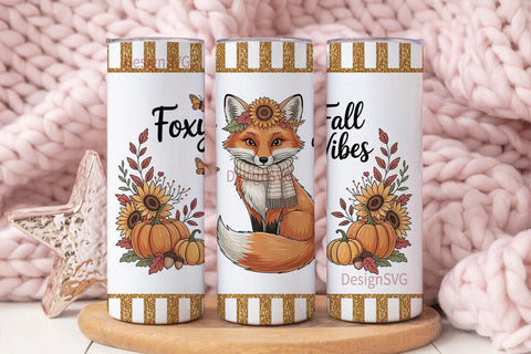 Fall Fox Vibes 20oz Tumbler Wrap Sublimation DesignSVG 