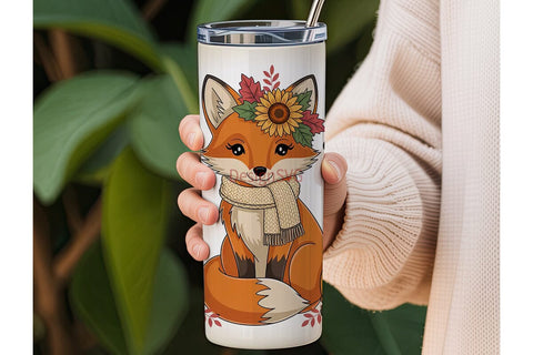 Fall Fox Vibes 20oz Tumbler Wrap Sublimation DesignSVG 