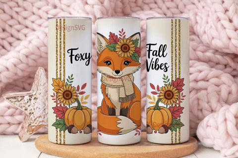 Fall Fox Vibes 20oz Tumbler Wrap Sublimation DesignSVG 