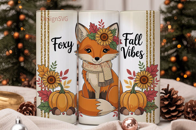 Fall Fox Vibes 20oz Tumbler Wrap Sublimation DesignSVG 