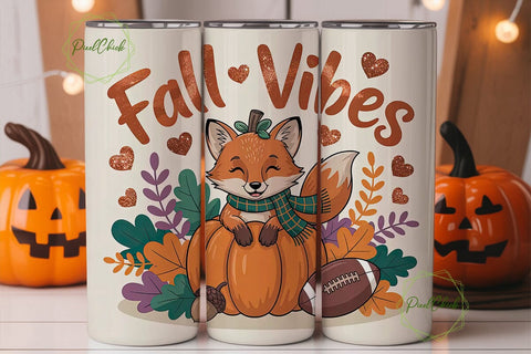 Fall Fox Vibes 20oz Tumbler Wrap Sublimation PixelChick 