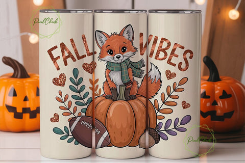Fall Fox Vibes 20oz Tumbler Wrap Sublimation PixelChick 