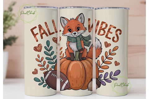 Fall Fox Vibes 20oz Tumbler Wrap Sublimation PixelChick 
