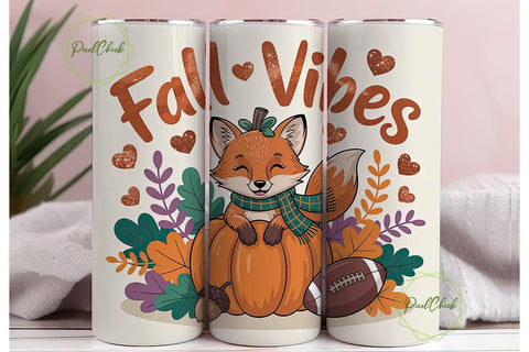 Fall Fox Vibes 20oz Tumbler Wrap Sublimation PixelChick 