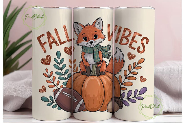 Fall Fox Vibes 20oz Tumbler Wrap Sublimation PixelChick 