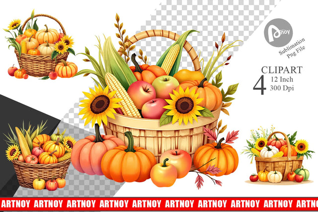 Fall Fruit Clipart Sublimation artnoy 