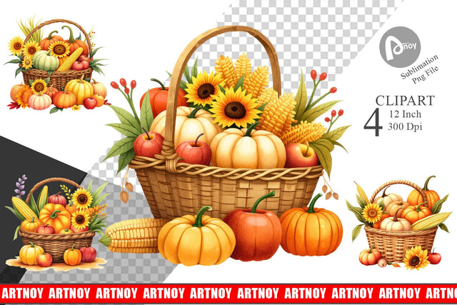 Fall Fruit Clipart Sublimation artnoy 