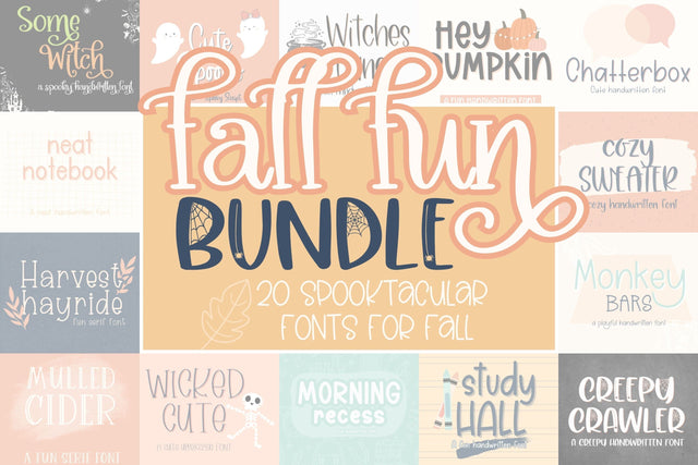 Fall Fun Font Bundle, Halloween Fonts, Back-to-School Fonts SVG Designing Digitals 