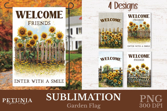 Fall Garden Flag | Pumpkin Garden Flag Sublimation Petunia Digital Design 