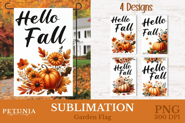Fall Garden Flag | Pumpkin Garden Flag Sublimation Petunia Digital Design 