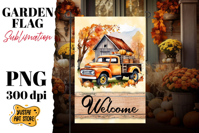 Fall garden flag sublimation . Fall truck sublimation Sublimation Yustaf Art Store 