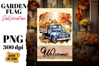Fall garden flag sublimation . Fall truck sublimation Sublimation Yustaf Art Store 