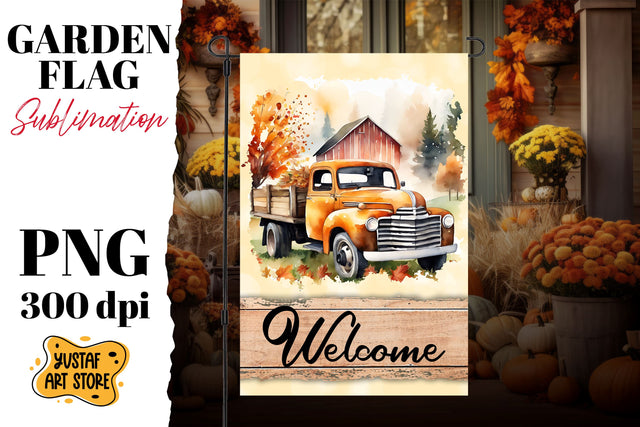 Fall garden flag sublimation . Fall truck sublimation Sublimation Yustaf Art Store 