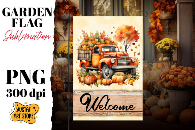 Fall garden flag sublimation . Fall truck sublimation Sublimation Yustaf Art Store 