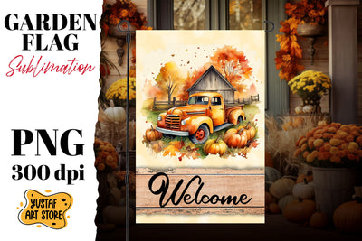 Fall garden flag sublimation . Fall truck sublimation Sublimation Yustaf Art Store 