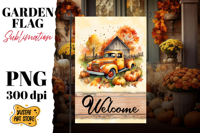 Fall garden flag sublimation . Fall truck sublimation Sublimation Yustaf Art Store 