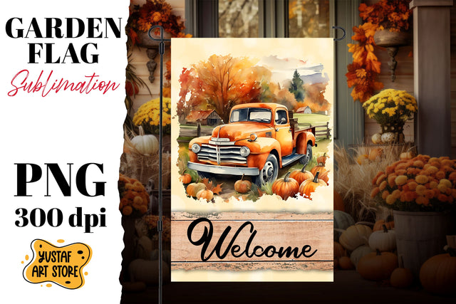 Fall garden flag sublimation . Fall truck sublimation Sublimation Yustaf Art Store 