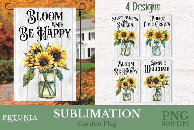 Fall Garden Flag | Sunflowers Garden Flag Sublimation Petunia Digital Design 