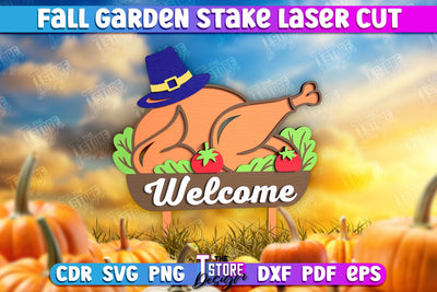 Fall Garden Stake | Garden Decoration | Lawn Stake | Harvest Season | Plant Stake | CNC File SVG The T Store Design 