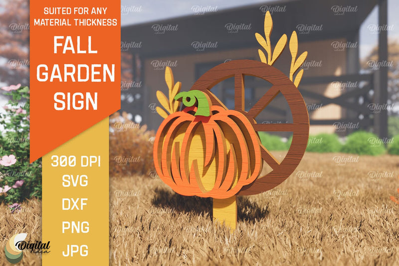 Fall Garden Stake Laser Cut. Autumn Garden Signs SVG Design SVG Evgenyia Guschina 