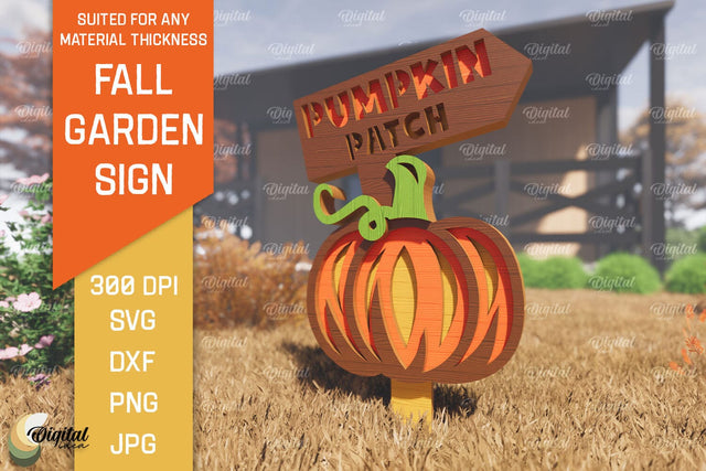 Fall Garden Stake Laser Cut. Autumn Garden Signs SVG Design SVG Evgenyia Guschina 