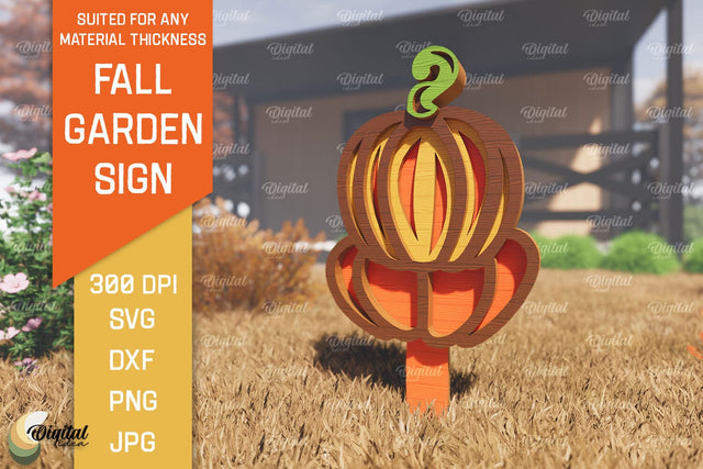Fall Garden Stake Laser Cut. Autumn Garden Signs SVG Design SVG Evgenyia Guschina 