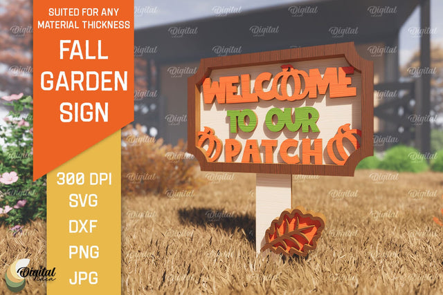 Fall Garden Stake Laser Cut. Autumn Garden Signs SVG Design SVG Evgenyia Guschina 