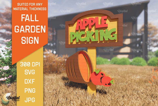 Fall Garden Stake Laser Cut. Autumn Garden Signs SVG Design SVG Evgenyia Guschina 